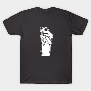 Small frog on a finger. Design for amphibian lovers T-Shirt